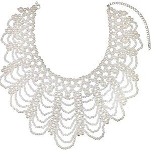 Somimi Dissent Collar Necklace, Detachable Pearl Beaded Choker Feminist Jewelry